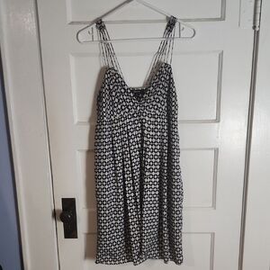 Greylin Black & White Floral Spaghetti-Strap Mini Dress